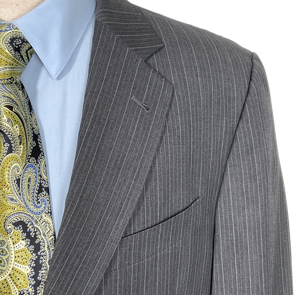 Joseph Abboud Blazer Men 44R‎  Gray Pinstripe Classic Wool Suit Jacket Classic